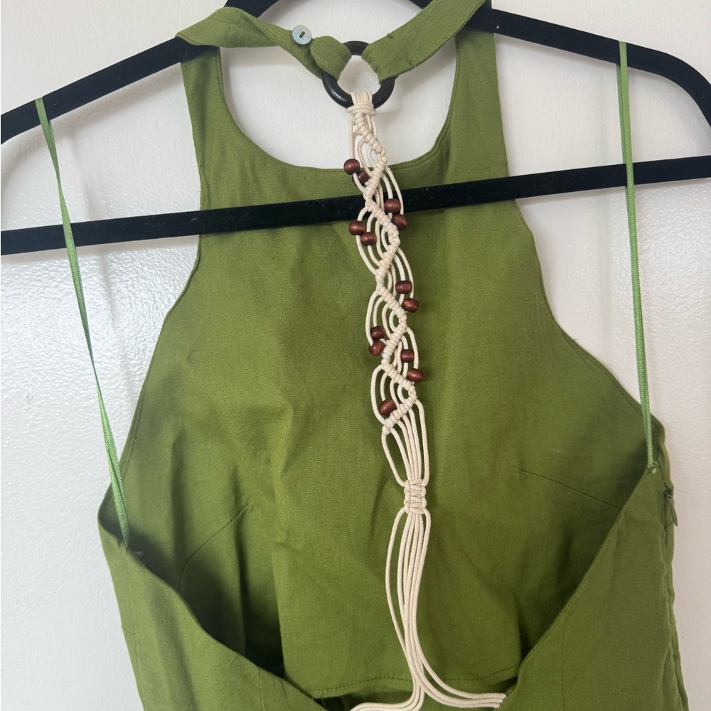 Zara Green Asymmetrical Embellished Sundress